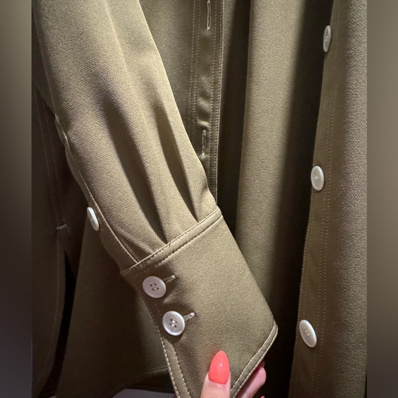 STINE GOYA JAMES CADY BUTTON UP LONG SLEEVE SHIRT IN ARMY GREEN BROWN SIZE SMALL - Picture 5 of 9